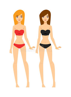 beautiful cartoon girls naked - Download Happy Blonde And Brunette Women Beauty Attractive Nude Girls In  Underwear Cartoon Character Vector.