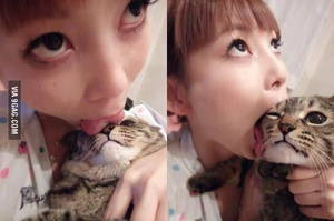 asian eating pussy meme - Cute Asian girl licking a pussy.....cat