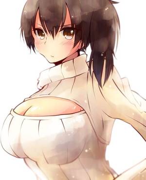 huge breast anime turtleneack - Turtleneck, Fan Art, Fanart, Polo Neck, Golf