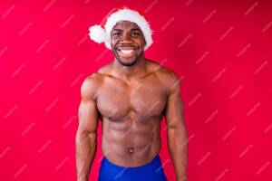 african american naked - Premium Photo | Naked nude african american man holding gift box with white  ribbon tie bow in red studio background