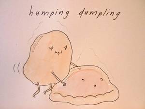 Food Cartoon Porn - (Food Porn) humping dumpling watercolor cartoon