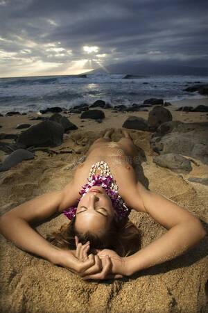 laying naked on beach gallery - Nude woman lying on beach. stock image. Image of hawaii - 2423329