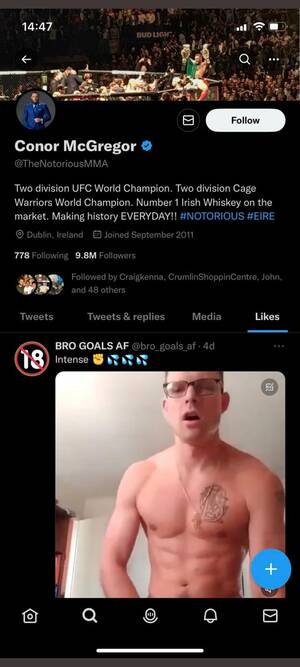 Amateur Gay Pornstar Ass - Is Conor McGregor gay now? Apparently, he liked gay porn on Twitter and  then removed it : r/ireland