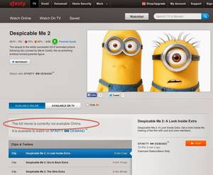 Despicable Me 2 Porn - The Xfinity-purchased Despicable Me 2 is not offering any better/different  features than those available from other sellers of ...