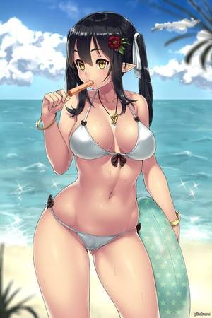 anime bikini cleavage - bikini cameltoe cleavage fixme houtengeki pointy_ears possible_duplicate  swimsuits