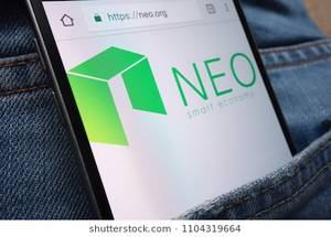 Ko%c5%84skie - KONSKIE, POLAND - JUNE 01, 2018: NEO cryptocurrency website displayed on  smartphone hidden