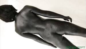 black paint porn - Wet and messy colored in black, Asian girl shows u all the parts of her  painted body by Cocoa Soft | Faphouse