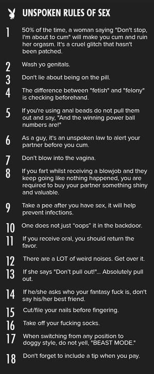 funny anal sex tips - Playboy's Unspoken Rules of Sex- I needed to share the lols with you - so  funny!