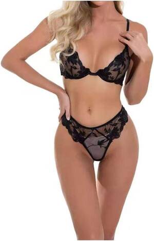 black thong see through - Amazon.com: Women's Sleepwear Women Sexy Lingerie See Through Lace Bra Thong  Underwear Sexy Lingerie Hollow Out Costume Porn Embroidery-Black_S :  Clothing, Shoes & Jewelry