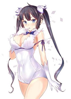 Black Hair Anime Porn - arm ribbon asle black hair blue eyes breasts cleavage dress dungeon ni deai  wo motomeru no wa machigatteiru darou ka gloves hair ornament hestia  (danmachi) ...