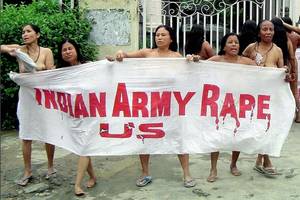 Baby Small Girl Forced Sex - A group of women stand naked outside the headquarters of the Assam Rifles  paramilitary force in