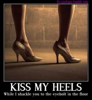 Heels Porn Captions - flr-captions: Kiss my heels While I shackle you to the eyebolt in the floor  Caption Credit: Uxorious Husband Image Credit:  https://www.pexels.com/photo/fashion-person-woman-feet-508/ Tumblr Porn