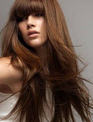 Brunette Long Hair - Long Brunette Hair Bangs