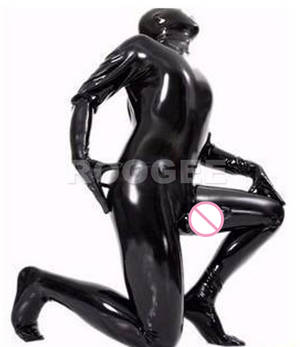 Condom Catsuit Sex - Full cover latex catsuit with condom(China)