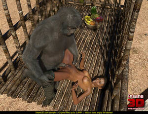 3d gorilla sex cartoon - Well hung gorilla enjoys in a tight - Silver Cartoon - Picture 1