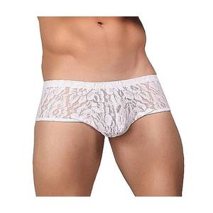 Bermuda Shorts Sex - Male Power Stretch Lace Mini Shorts White Large made in a soft timeless  lace with a low rise waist Nylon Spandex