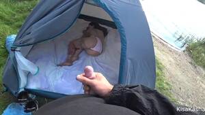 girls having sex camping - The camping lover forgot to close the tent and in the morning a dick in her  pussy was waiting for her