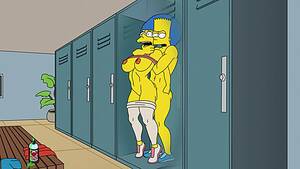 marge sucking cock in public - Bart gives Marge Simpson a rough anal fuck in the locker room - Hentai City