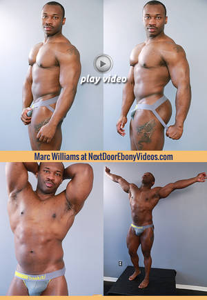 Black Gay Muscle Stars - black gay porn star and bodybuilder Marc Williams and his big bulge and  muscle ass.