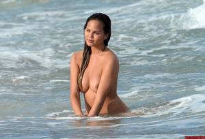 kristen topless beach boobs - 