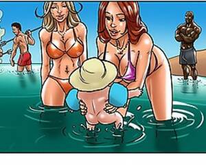 beach xxx cartoons - Black porn cartoon scene with extremely hot stacked chicks on the beach