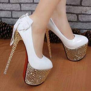 high shoes - Extreme shoes - white porn high heels with glitter
