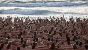 australian topless beach babes - Mass nude photo staged on Sydney's Bondi Beach for skin cancer awareness |  World News | Sky News