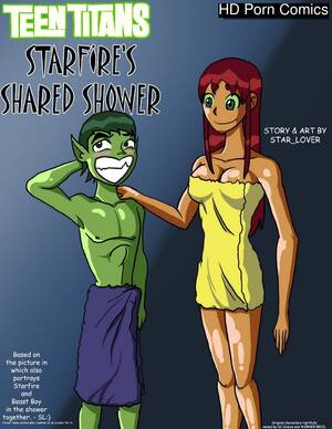 naked cartoons starfire - Starfire's Shared Shower Sex Comic | HD Porn Comics