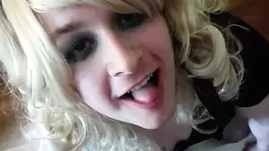 crossdressers sucking swallowing cum - blonde sissy crossdresser blow job and cum swallow | xHamster