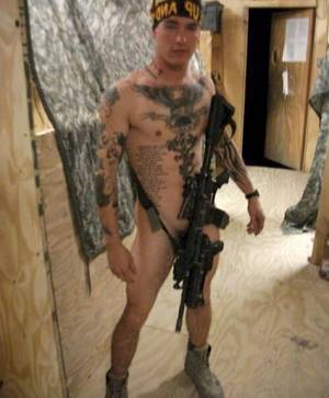 Military Sex - tattooed soldier military dude showing gun and cock naked in war amateur  pics real porn leaked