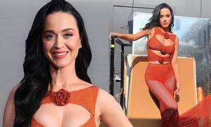 Katy Perry Bondage Porn Captions - Katy Perry stuns as she shows skin in sexy sheer orange number with cutouts  for American Idol finale | Daily Mail Online