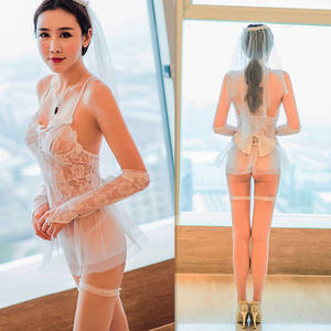 Dress White Porn - New Porn Women Bride Lingerie Sexy Hot Erotic Lace Wedding Lingerie White  See Through Costumes Role