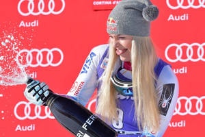 Lindsey Chris Griffin Porn - Winner Lindsey Vonn from the USA celebrates during the podium ceremony of  the FIS Alpine World Cup Women's Downhill on Jan. 20, 2018 in Cortina  d'Ampezzo, ...