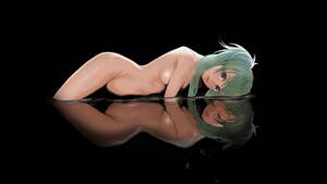 nude anime screensavers - Download 1920x1080 water, nude, blue eyes, mirrors, black background, anime  girls, green hair, reflections Porno Photos, Erotic Wallpapers