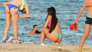 hot latin beach - Voyeur Beach Hot Blue Bikini Thong Amateur Teen Video