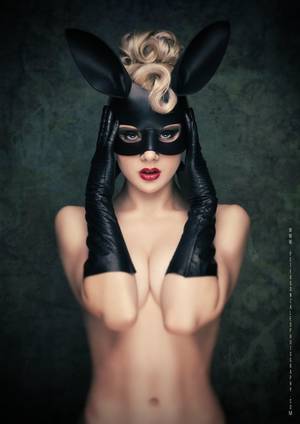 Bunny Head Porn - Bunny Girl, mask, ears and black glove.with red lips you\