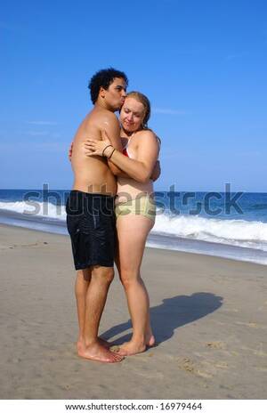 couple nude beach xxx - Interracial Couple On Beach Stock Photo 16979464 | Shutterstock