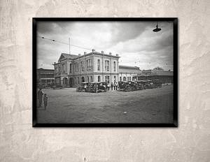 Laredo Texas Star - Laredo, Texas, 1920.City market with cars parked on the square. Laredo TX  photo, Vintage Texas print