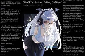 cartoon bondage captions - Your Switchy Girlfriend could go either way! [WouldYouRather] [choice of  wholesome, femsub, femdom, switch] [gender neutral pov] free hentai porno,  xxx comics, rule34 nude art at HentaiLib.net