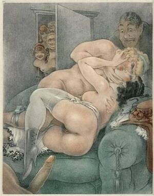 classic vintage sex cartoons free - Various kinds of a threesome sex are shown in vintage erotic cartoons.