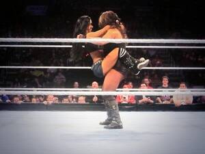 Aj Lee Getting Fucked - kaitlyn and AJ embracing for over a minute after their last match together  on main event last night. : r/SquaredCircle