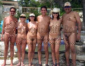 group of naked couples - Whole nudist group posing nude and showing small shaved cocks and girls  with saggy breasts and trimmed shaved cunts