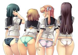 anime girl panty - Four Butts Sexy Panties Anime Art Print Poster