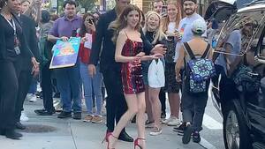 Anna Kendrick Interracial Porn - Anna Kendrick brings the razzle dazzle to NYC in flirty sequin mini dress |  Daily Mail Online