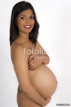 naked pregnant indian - Sexy beautiful pregnant Indian woman in nude smiling