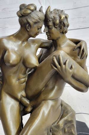 Female Satyr Sex - Satyr & Nymph Nude Female Having Sex Erotic Bronze Statue Sculpture Or â€“  Bronzhaus