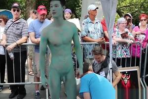 Bodypaint Public - Naked Asain lad's body painted in Public Gay Porn Video - TheGay.com