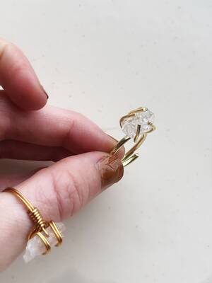 Amanda Cerny Pussy Shot - Herkimer Diamond Gold Prong Ring - Found Wanderer