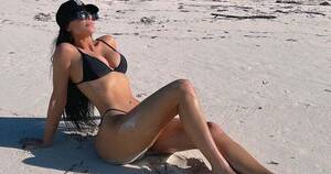 couple nudist beach butt - Kim Kardashian Bares Booty in Black Bikini Top Amid Pete Romance