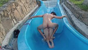 chubby water sex - Our crazy public sex on the water slide in broad daylight